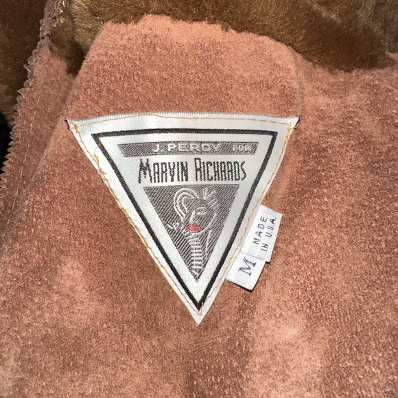 Marvin Richards Genuine Leather Suede Fur Trimmed Hooded Winter Coat Medium - Picture 6 of 8